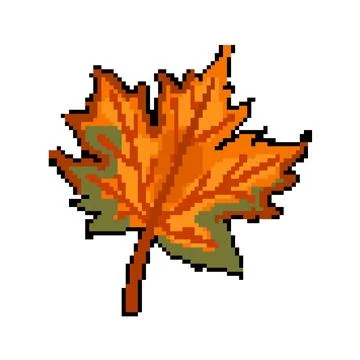 Red maple leaf pixel art vector illustration Stock Illustration