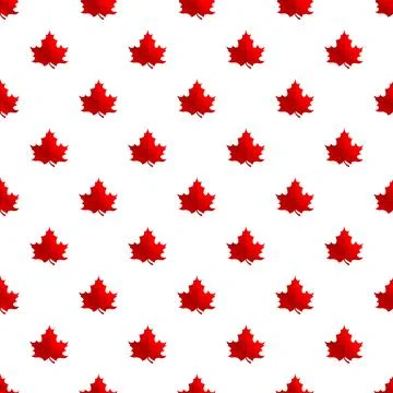 Red maple leaf seamless pattern on white background Illustrazione stock