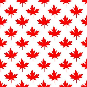 Red maple leaf seamless vector illustration on white background Stock Illustration