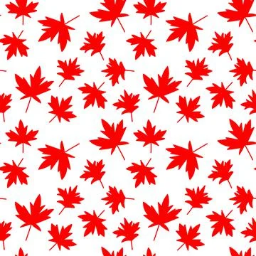 Red maple leaf seamless vector illustration on white background 스톡 일러스트