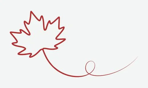 Red maple leaf with stem isolated Illustrazione stock