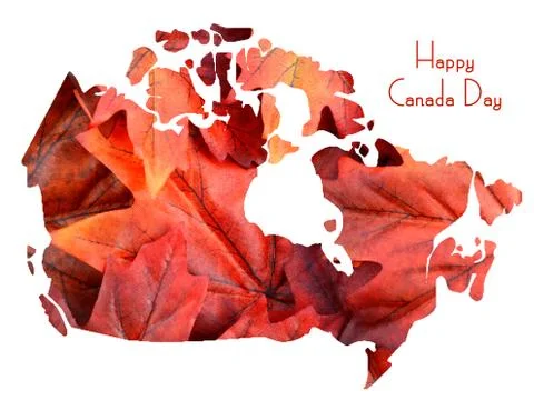 Red Maple Leaves in shape of Canada map Stock Illustration