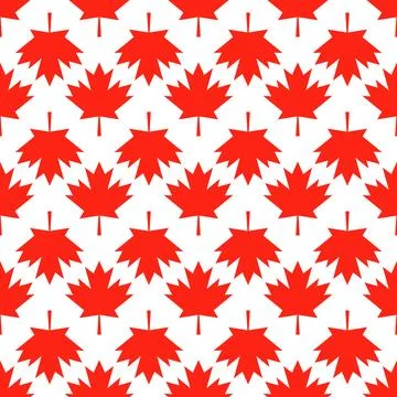 Red maple leaves on white background Canadian seamless pattern. Canada Day .. 스톡 일러스트