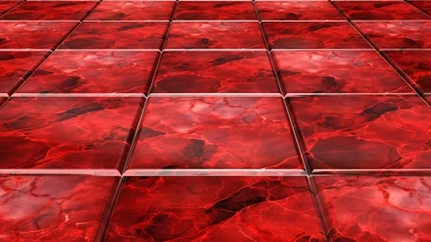 Red Marble Tiles, Background, Unique Design, Exclusive, Reflection Stock Footage 294202324