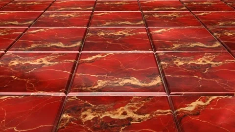 Red Marble Tiles, Background, Unique Design, Reflection, Exclusive Stock Footage 294202334