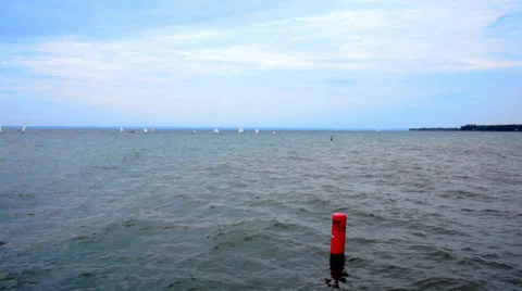 Red Marker Buoy Stock Footage 25878834