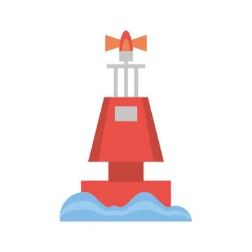 Red marker buoy ocean light navigation Stock Illustration