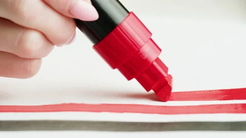 Red marker close-up. Writing on white paper using felt pen. Beautiful Stock Footage 171945415