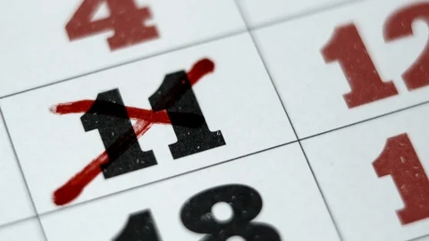The Red Marker Crossing 11 Date On The Calendar. Stock Footage 106088305