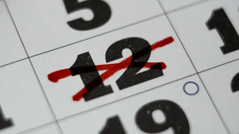 The Red Marker Crossing 12 Date On The Calendar. 스톡 동영상 106089107