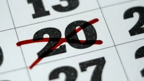 The Red Marker Crossing 20 Date On The Calendar. Stock Footage 106089076