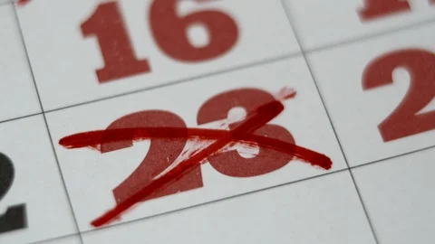 The Red Marker Crossing 23 Date On The Calendar. Video stock 106089444