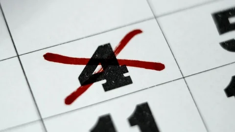 The Red Marker Crossing 4 Date On The Calendar. Video stock 106088921