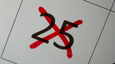 The Red Marker Crossing Date On The Calendar Stock Footage 84326133
