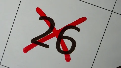 The Red Marker Crossing Date On The Calendar Stock Footage 84326140