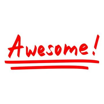 Red marker grade of exam and test result, vector hand drawn Awesome comment with Stock Illustration