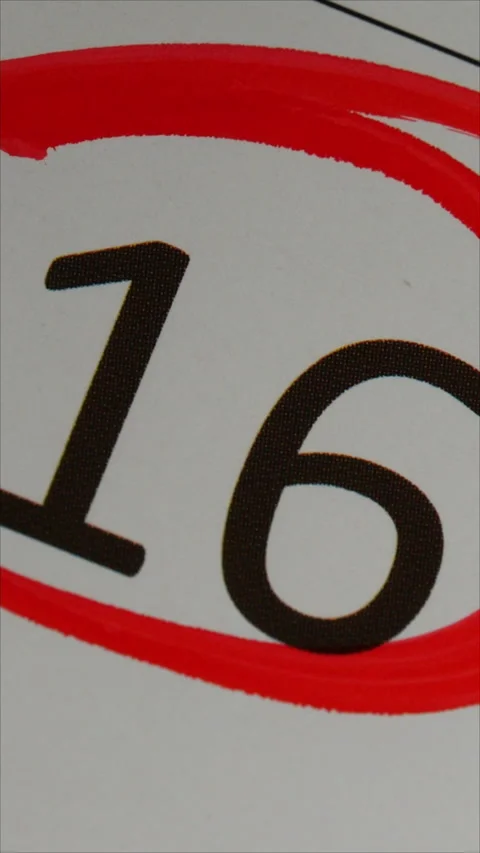 Red Marker Highlighting Important Sixteenth Day On Calendar. Vertical. Stock Footage 285237135