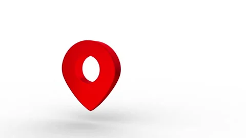 Red marker map pointer sign isolated on white falls and rotate Stock Footage 135970467