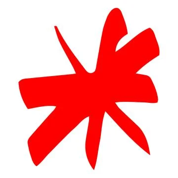 Red marker or pencil snowflake, asterisk sign, vector hand drawn scribble and 스톡 일러스트