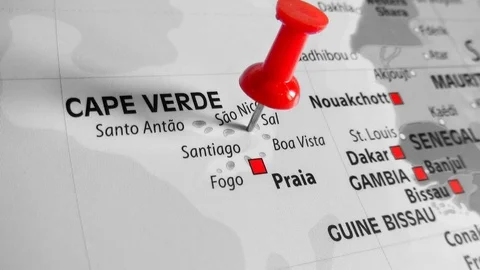 Red marker over Cape Verde Island Stock Footage 76325413