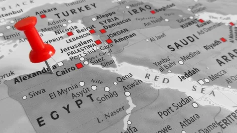 Red marker over Egypt Stock Footage 76325469