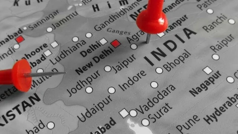 Red marker over India Stock Footage 76325181