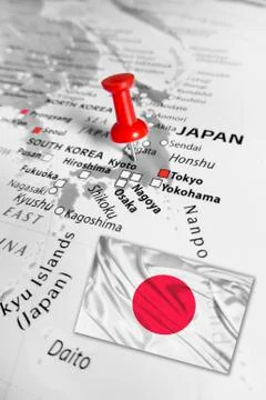 Red marker over Japan Stock-Fotos