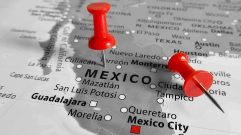 Red marker over Mexico Stock Footage 76325127