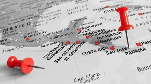 Red marker over Panama Stock Footage 76324664