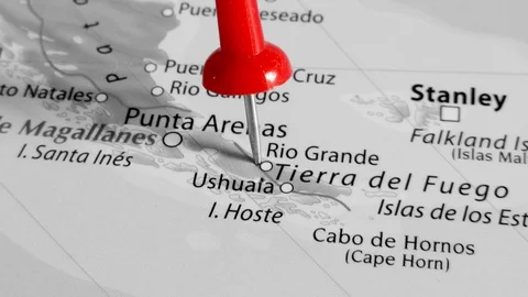 Red marker over Patagonia Stock Footage 76325270