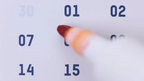 Red marker pen surrounding the date 8 on the calendar Stock Footage 155805788