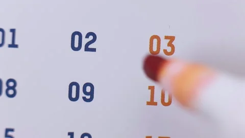 Red marker surrounding the 3 date on the calendar Stock Footage 155806247