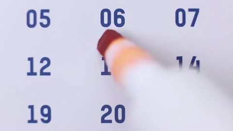 Red marker surrounding the date 13 on the calendar 動画素材 155807630