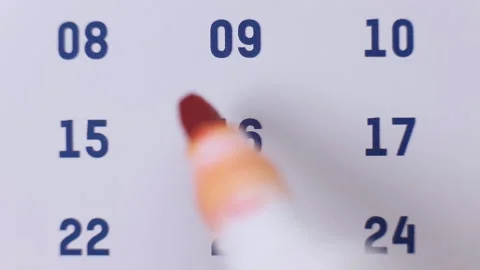 Red marker surrounding the date 16 on the calendar Stock Footage 155807801