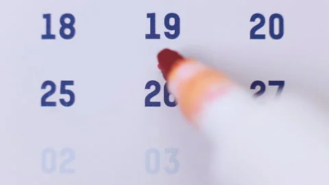 Red marker surrounding the date 26 on the calendar Stock Footage 155808485