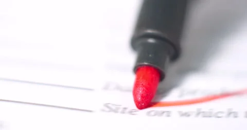 Red marker tip underlined text on paper Stock Footage 300418150