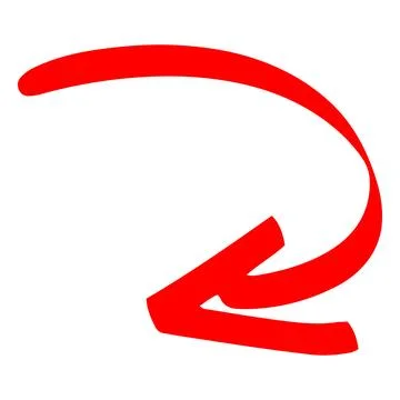 Red marker turn arrow symbol, vector handwritten scribble brush element, doodle Stock Illustration