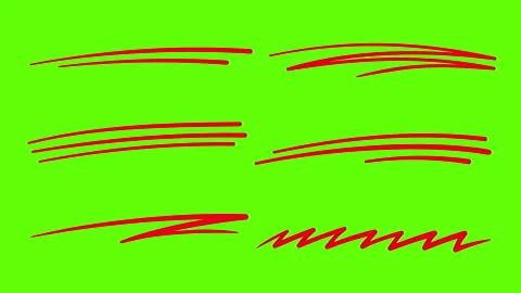 Red marker underscore lines - set of 6, hand drawn scribble animation Stock Footage 346400556