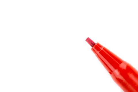 Red marker on white background Stock Photos
