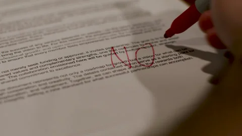 Red Marker Writes Red NO Over Business Proposal Paper Stock Footage 319509492
