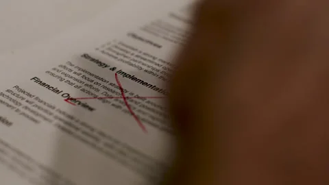 Red Marker Writes Red X Over Business Proposal Paper Stock Footage 319509570