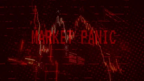 Red Market Panic Text Over Downward Stock Chart Stock-Footage 337050739