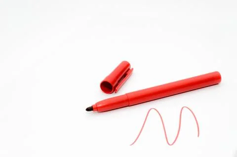 Red marking pen Stock Photos