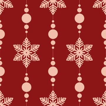 Red maroon snowflake seamless pattern for christmas holiday decoration Illustrazione stock