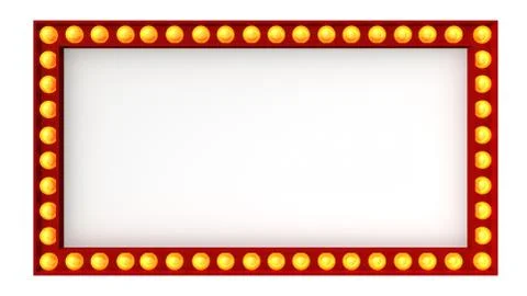 Red marquee light board sign retro on white background. 3d rendering Stock Illustration