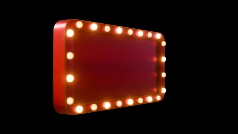A red marquee light box continuously spinning in a 360-degree rotation Stock Footage 340405210