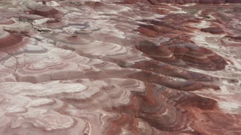 Red Mars planet landscape view with beautiful patterns and weird shapes view 4K Stock Footage 164471999