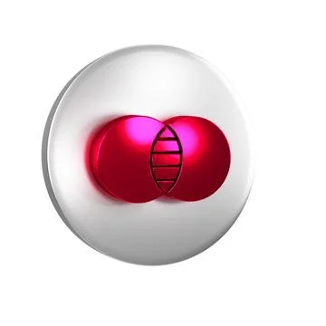 Red Mathematics sets A and B icon isolated on transparent background. Symme.. Stock Illustration