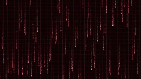 Red Matrix Data Rain Cyber Security Threat Alert, Firewall Under Attack Stock Footage 329903135