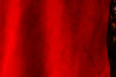 Red matte background of suede fabric, closeup. Velvet texture of seamless lea Stock Photos